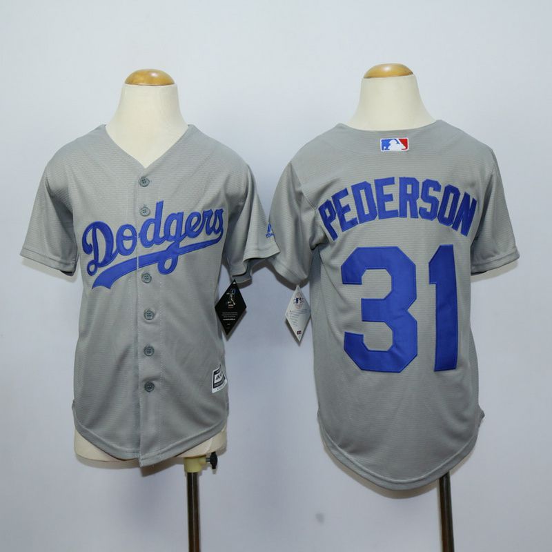 Youth Los Angeles Dodgers #31 Pederson Grey MLB Jerseys->youth mlb jersey->Youth Jersey